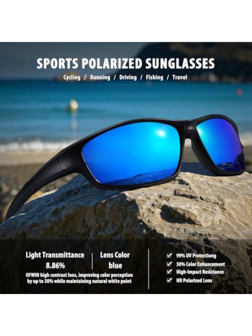 Polarized Sports Sunglasses UV400 Wrap Around - Picture 4 of 6